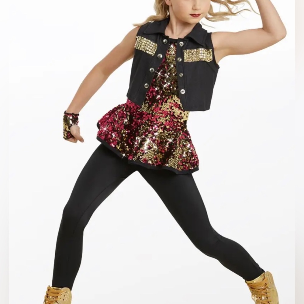 3/$50 Weissman Sequin Peplum Unitard Dance Costume